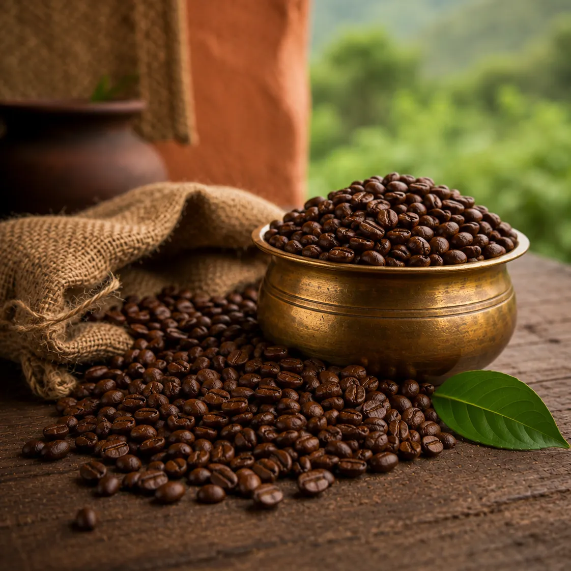 High-altitude shade-grown Araku coffee beans hand-harvested by tribal farmers