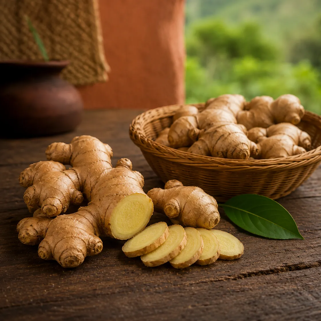 Sun-dried organic ginger roots cultivated in natural hill farms in Andhra Pradesh