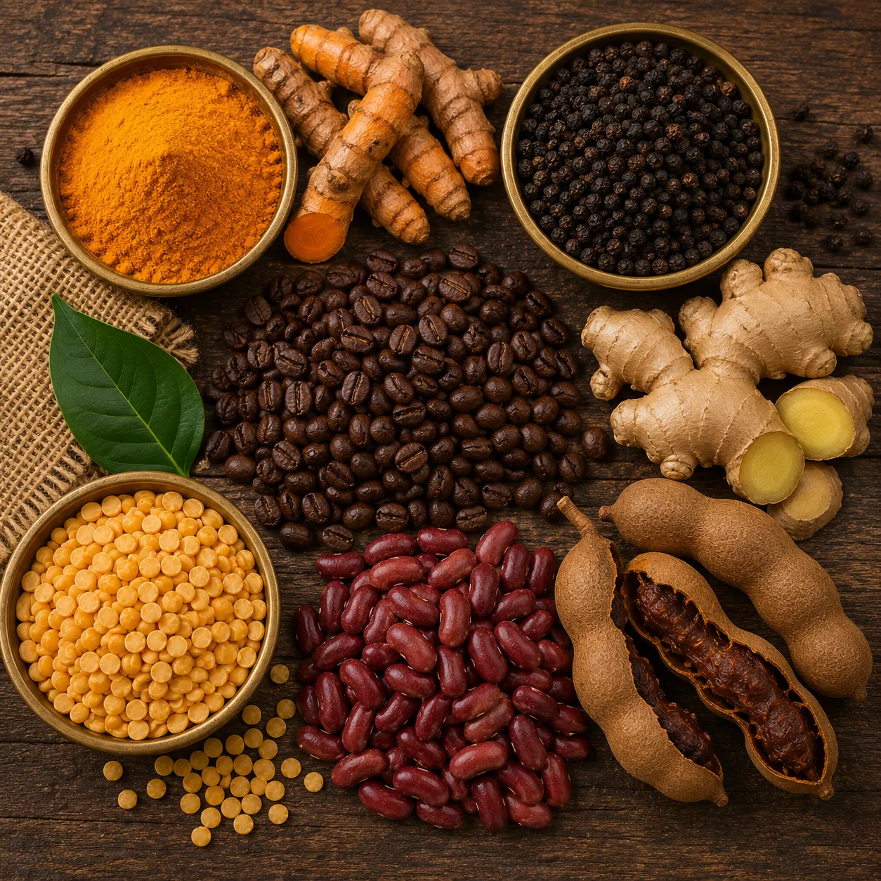 Manohar Organic Spices display featuring authentic Araku turmeric, whole black pepper, and natural hill spices