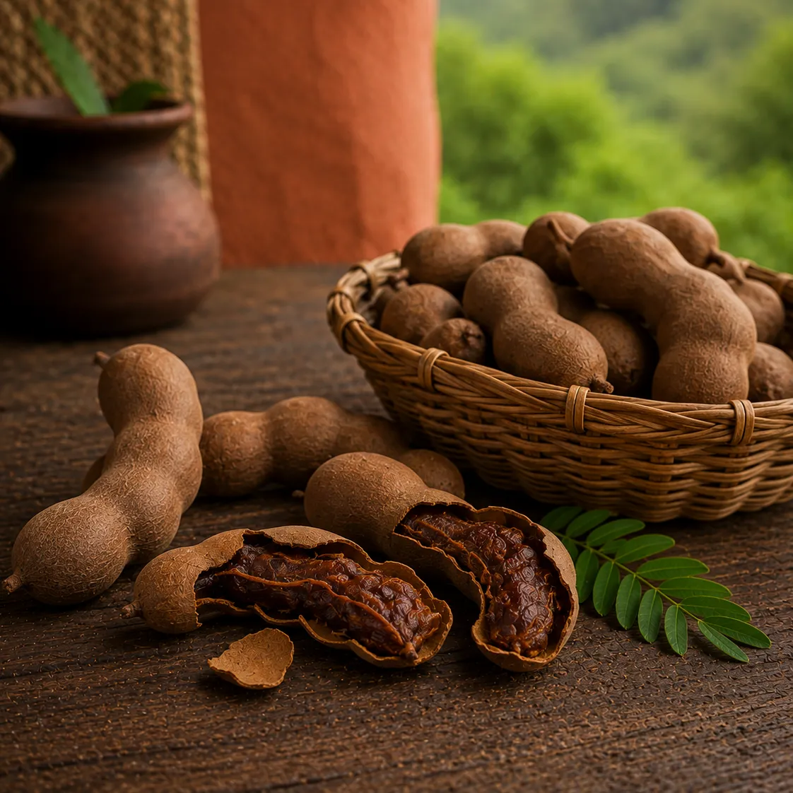 Naturally cured seed-rich organic tamarind for authentic Indian cooking